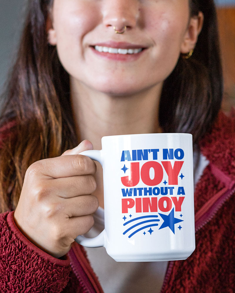 Happy woman holding mug