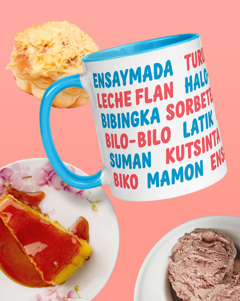 Mug surrounded by desserts