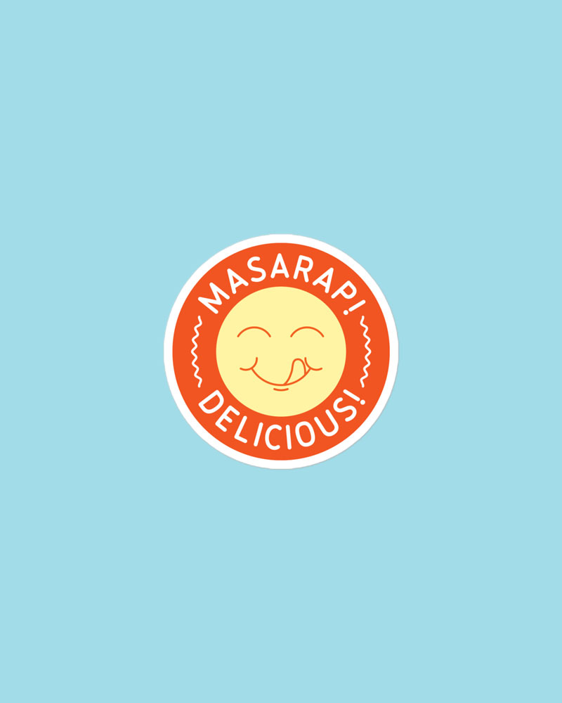 small sized sticker with orange design