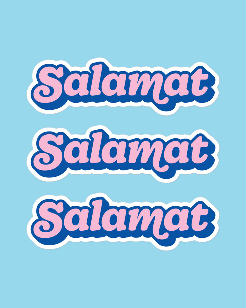 large sized stickers with pink and blue design