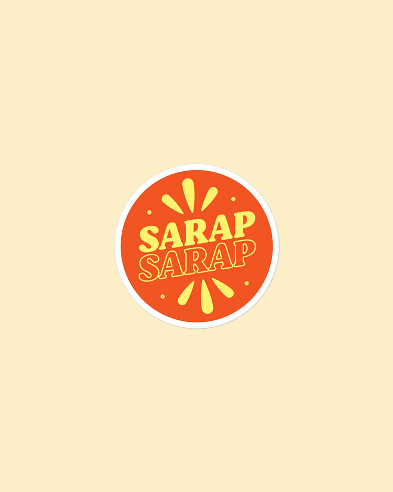 small sized sticker with orange design