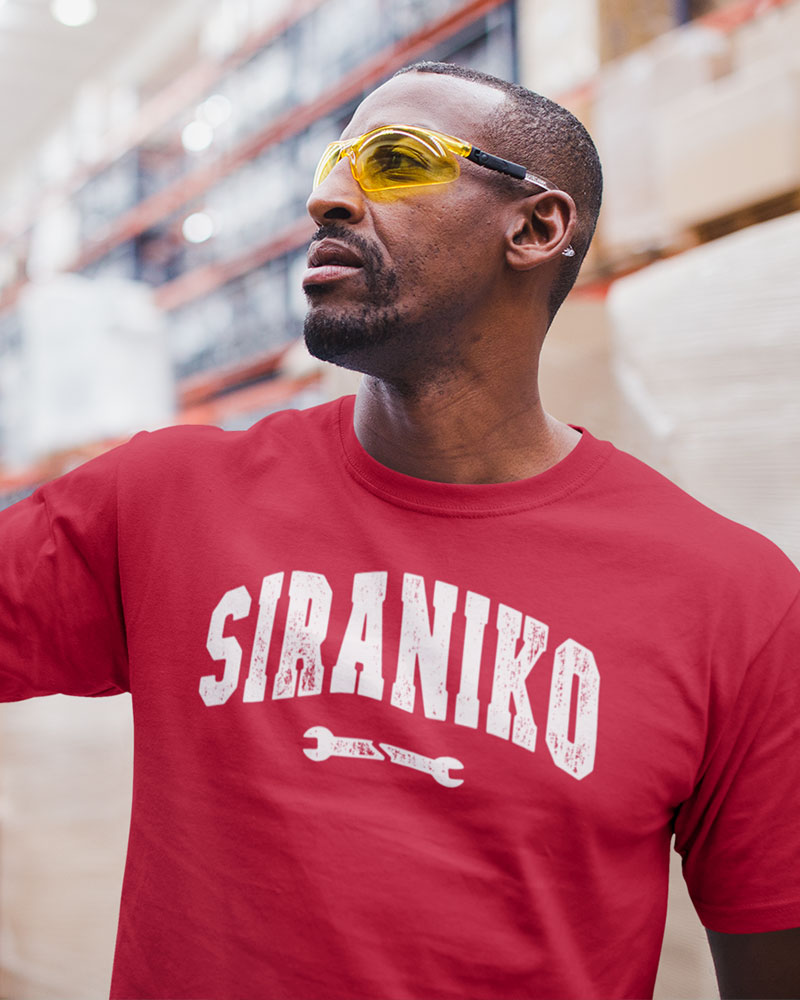 Warehouse worker wearing t-shirt