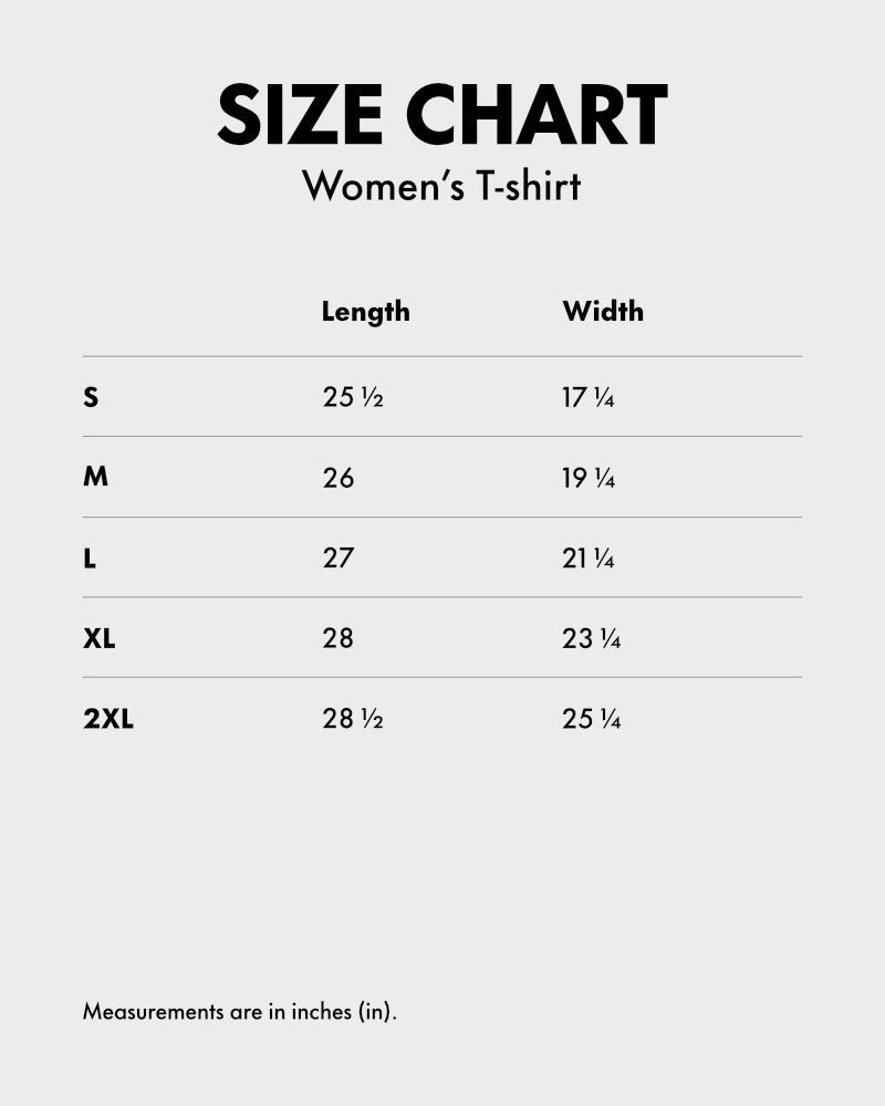 Women's t-shirt size chart